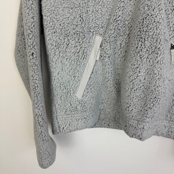 North Face Womens Quarter-Zip Pullover Soft Sherpa Fleece Grey Sweater Small - Picture 4 of 12